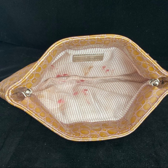 Laura Merkin Leather Croc Embossed Clutch 12x5” - Picture 4 of 8